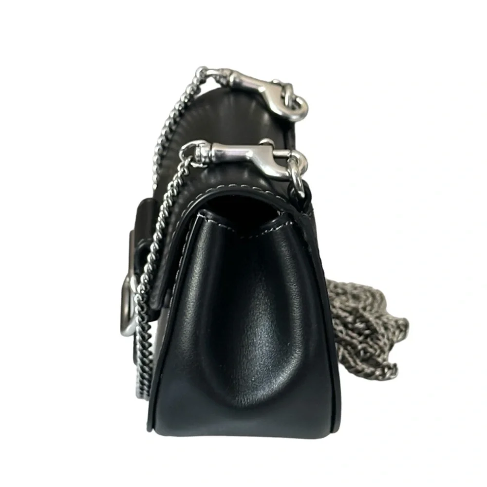 COACH Black Morgan Card Case Mini Leather Crossbody Bag - Picture 7 of 9